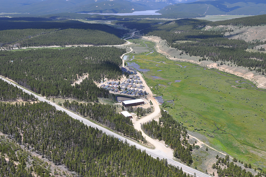 The LMDT is west of Hwy. 91 north of Leadville. Forest, wetlands, and a small neighborhood are located nearby.